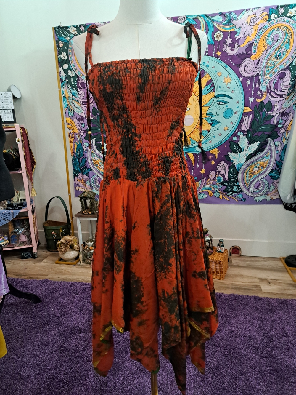 Harvest Flame Silk Fairy Dress • 100% Silk • Renaissance Faire Autumn Dress